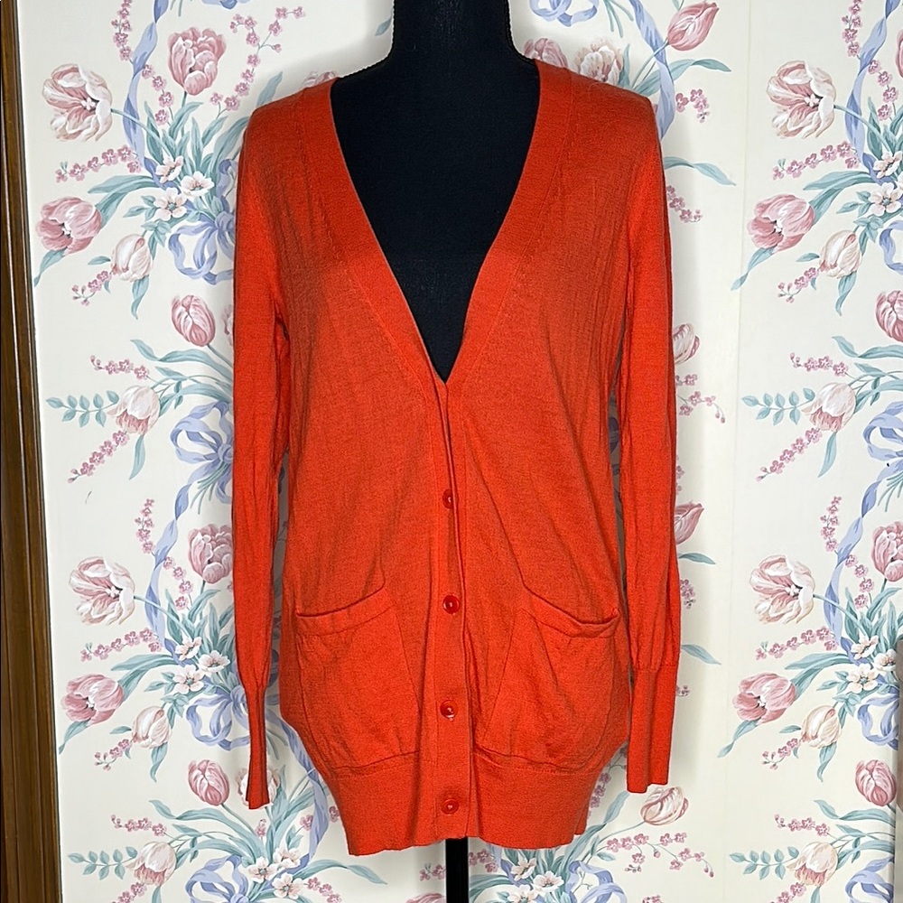 Banana Republic Geo Red Boyfriend Cardigan Sweater Medium